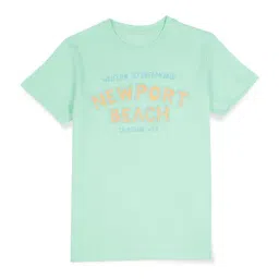 Palm Tree Kids Aqua Blue Cotton Printed T-Shirt-image-5