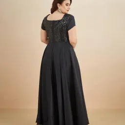 Miss Chase A+ Black Polyester Embellished Fit & Flare Dress image 2