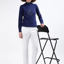 TOMMY HILFIGER Navy Cotton Embellished Sweatshirt image 4