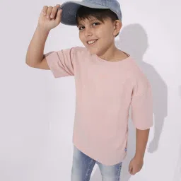 Jack & Jones Junior Boys Sheer Pink Cotton Solid T-Shirt image 4