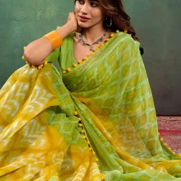 Saree Mall Green Embellished Sarees With Unstitched Blouse image 4