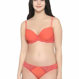 Wacoal Orange Lace Half Coverage Under-Wired Balconette Bra image 4