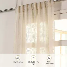 Peepul Tree Off-White Pure Cotton Semi Sheer Window Curtain image 4