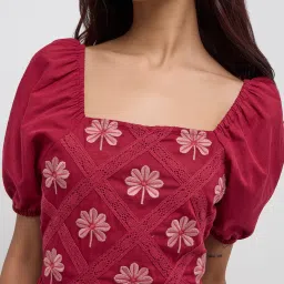 Bombay Paisley by Westside Wine Floral Embroidered Cotton Tiered Dress image 4