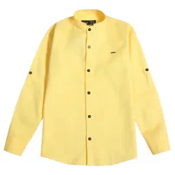 Cavio Kids Yellow Solid Full Sleeves Shirt-image-81