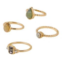 Accessorize London Green Zinc Rings image 4