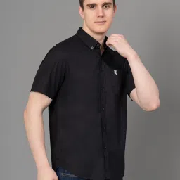 Red Tape Black Cotton Regular Fit Shirt image 4