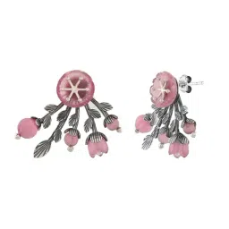 Voylla Silver Bloom 925 Mio Ear Jacket Stud Earrings image 3