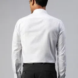 ManQ White & Blue Regular Fit Striped Shirt image 2