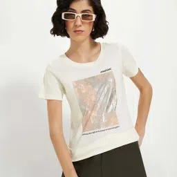 Honey by Pantaloons White Graphic Top image 4