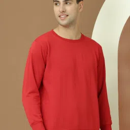Vimal Jonney Maroon Fleece Regular Fit Solid Sweatshirt image 4