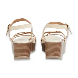 Ginger by Lifestyle Women's Beige Ankle Strap Wedges image 4