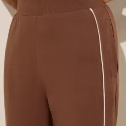 studiofit women Studiofit by Westside Brown High-Rise Cotton Blend Track Pants image 4