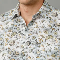 Linen Club Multicolor Contemporary Fit Printed Linen Shirt image 4