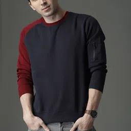 Roadster Men Navy Blue Solid Sweatshirt-picture-35