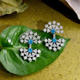 Voylla Silver Before Sunrise Neeharika Ear Jacket Drop Earrings-picture-13