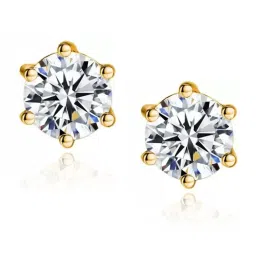Peora Gold Plated Cubic Zirconia Studded Stud Earrings image 4