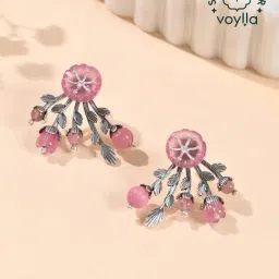 Voylla Silver Bloom 925 Mio Ear Jacket Stud Earrings-image-49