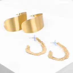 Sohi Gold Plated Designer Hoop Earrings Pack of 2 image 4