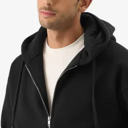 The Souled Store Black Loose Fit Hooded Sweatshirt image 4