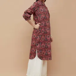 Melange By Lifestyle Maroon Cotton Regular Fit Printed Kurta image 4