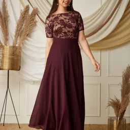 Mizuki Girls Purple Embossed Dress-image-31