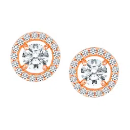 Peora Rose Gold-Plated Cubic Zirconia Studded Contemporary Studs image 2