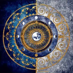 ARTE'VENUE Moon Dial Blue & Yellow Canvas Wall Arts - Set of 2 (10 X 10 inch Each) image 4