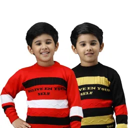Anixa Boys Pack of 2 Printed Crew Neck Winter Sweater image 4