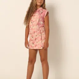 VERO MODA GIRL Pink Floral Print Dungaree Dress-picture-17