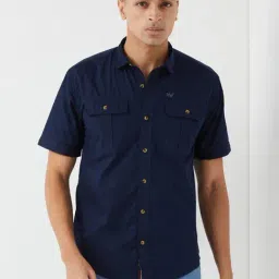 Wildcraft Navy Cotton Regular Fit Shirt-image-95