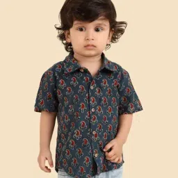 Fabindia Indigo Cotton Ajrakh Printed Shirt-image-11
