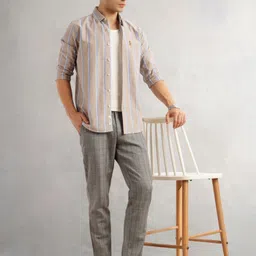 Thomas Scott Classic Slim Fit Striped Spread Collar Cotton Casual Shirt image 3