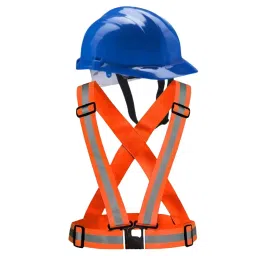 Rahul Professionals High Visibility Polyethylene and Plastic Blue & Orange Safety Helmet & Vest Belt Jacket Combo Free Size (Pack of 6)-picture-13