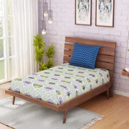 CORE Designed By Spaces Omnia Blue 100% Cotton 144 TC Bed Sheet Set-image-98