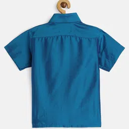 THANGAMAGAN Viscose Half Sleeves Soild Without Lining Shirt - Blue image 3