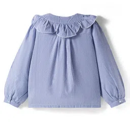 kookie kids india Kookie Kids Woven Full Sleeves Stripe Front Open Shirt Top with Frill Collar Neck - Blue image 2