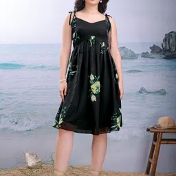 PURVAJA Women Printed Black Fit and Flare Dress-image-37