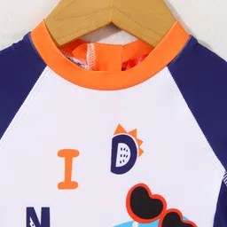 Babyhug Full Sleeves Legged Swimsuit withDino Print & Applique- Navy Blue image 3