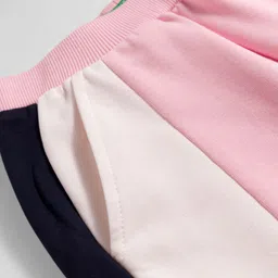 UCB Cotton Knit Full Length Wide Leg Track Pant With Colour Block - Light Pink image 3