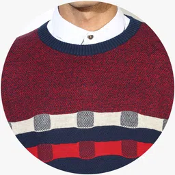 nature casuals Navy Blue Textured Round Neck Sweater image 5