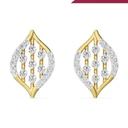EMORI 14k (585) Yellow Gold Parallel Stroke Lab Grown Diamond Earrings for Women-image-71
