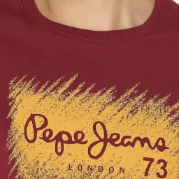 Pepe Jeans Burgundy Red Cotton Regular Fit Printed Sweatshirt image 4