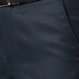 Raymond Dark Blue Slim Fit Flat Front Trousers image 4