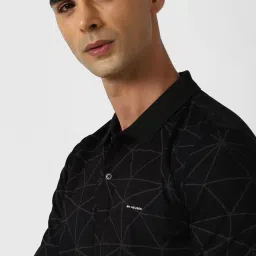 Van Heusen Black Regular Fit Printed Polo T-Shirt image 4