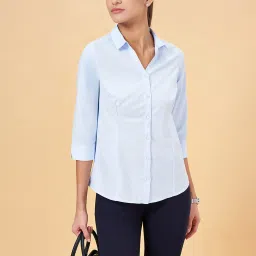 Annabelle by Pantaloons Blue Regular Fit Formal Shirt image 4