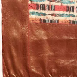 Silk Land Beige Silk Printed Saree With Unstitched Blouse image 4