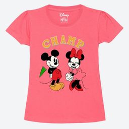Wear Your Mind Girls Minnie Mouse Printed Puff Sleeves Pure Cotton T-shirt-picture-7