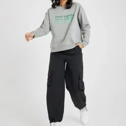 Styli Grey Cotton Printed Sweatshirt image 4