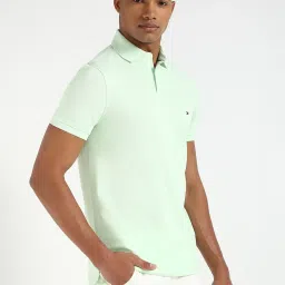 Tommy Hilfiger Opal Green Cotton Regular Fit Polo T-Shirt image 4